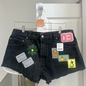 LEVI Black Embroidered Women's Shorts